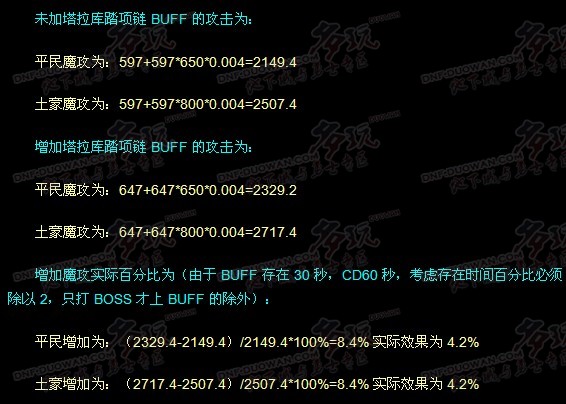 深入剖析塔拉库沓项链加成详细数据